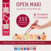 Open Maki at TokyoLebanon - Every Monday, Tuesday, Wednesday Open Maki at TokyoLebanon - Every Monday, Tuesday, Wednesday