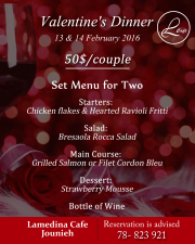 Valentine's Dinner at Lamedina Cafe Valentine's Dinner at Lamedina Cafe