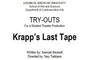 TRY OUTS - Krapp's Last Tape directed by Nay Tabbara TRY OUTS - Krapp's Last Tape directed by Nay Tabbara
