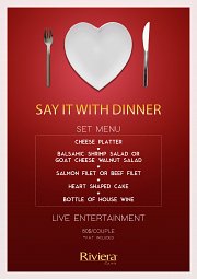 Valentine Dinner at Riviera Hotel & Beach Lounge Valentine Dinner at Riviera Hotel & Beach Lounge